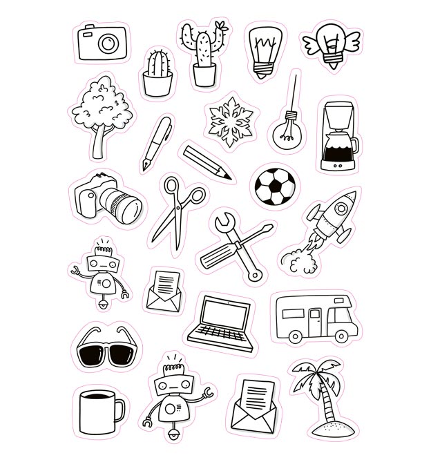 Sketchnotes lernen mit Nadine Roßa - Die wunderbare Kreativbox - Vorlagen & Sticker