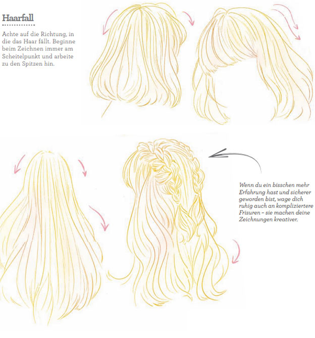 Anleitung lange Manga Haare zeichnen