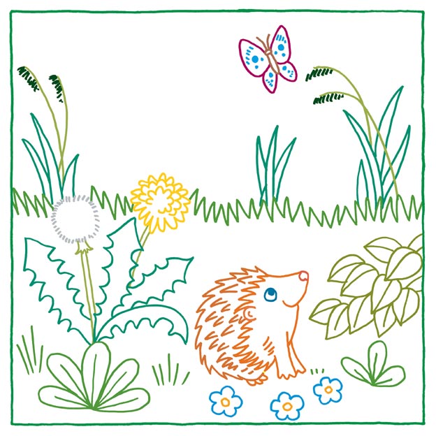 Zauberpapier Beispielseite mit Igelmotiv