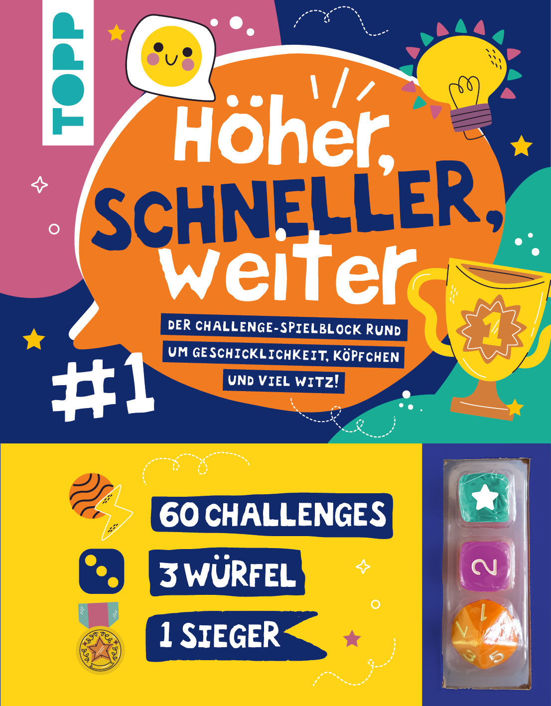 Höher, schneller, weiter! Der Challenge-Spieleblock mit 3 Würfeln 