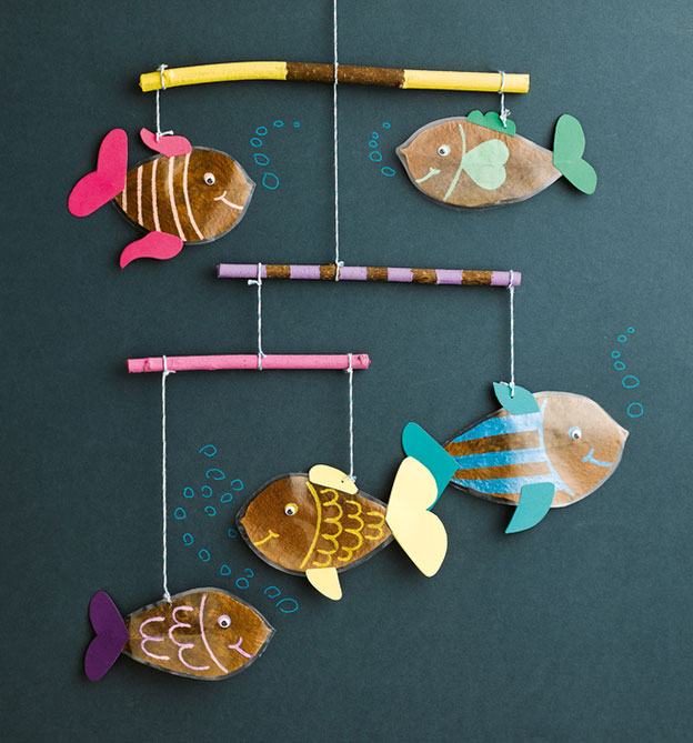 Fische aus Blättern basteln