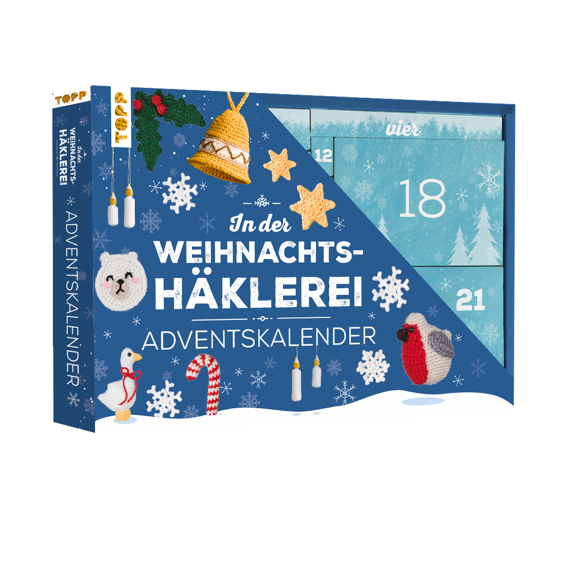 In der Weihnachtshäklerei - Der Adventskalender mit Material und Anleitungsbuch für 24 Häkelprojekte