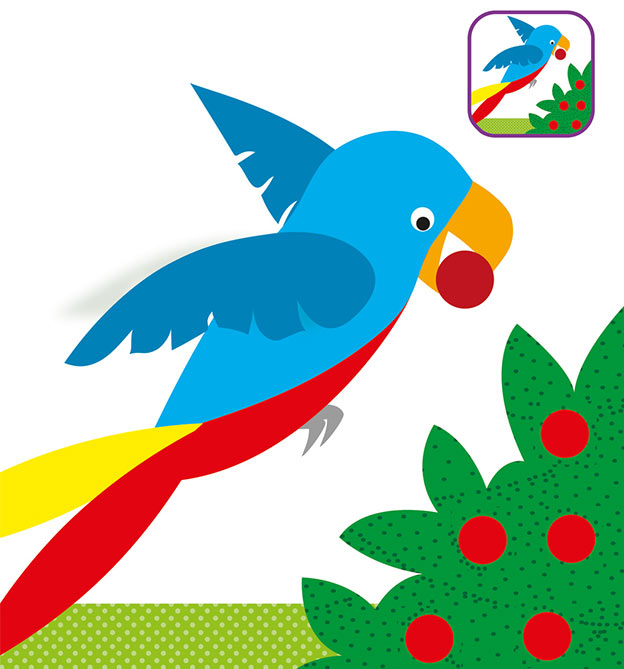 Fertig gebasteltes Papagei Motiv