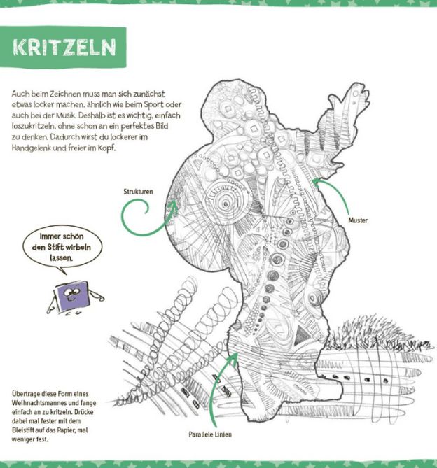 Adventskalender zeichnen für Kinder Kritzelaufgabe