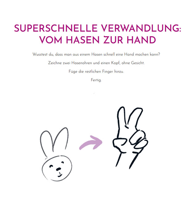 Trick: Hand aus Hase zeichnen