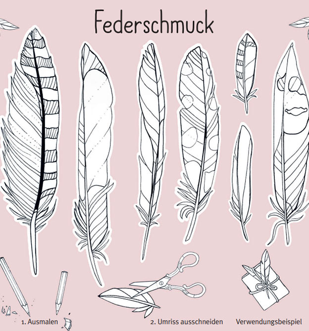 Federschmuck ausmalen Vorlage