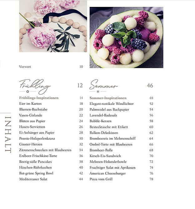 Inhaltsverzeichnis Buch Butiksofie für Frühling und Sommer