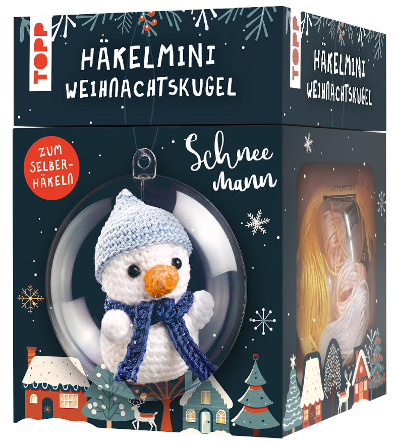 Häkelmini-Weihnachtskugel Häkelset Schneemann
