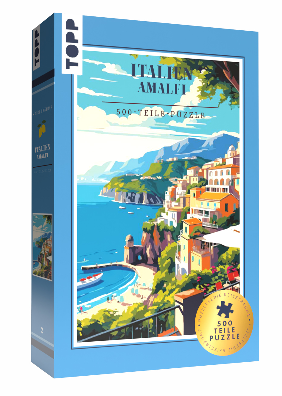 Reiseträume Puzzle – Italien: Amalfi – 500 Teile Puzzle mit edler Buchverpackung