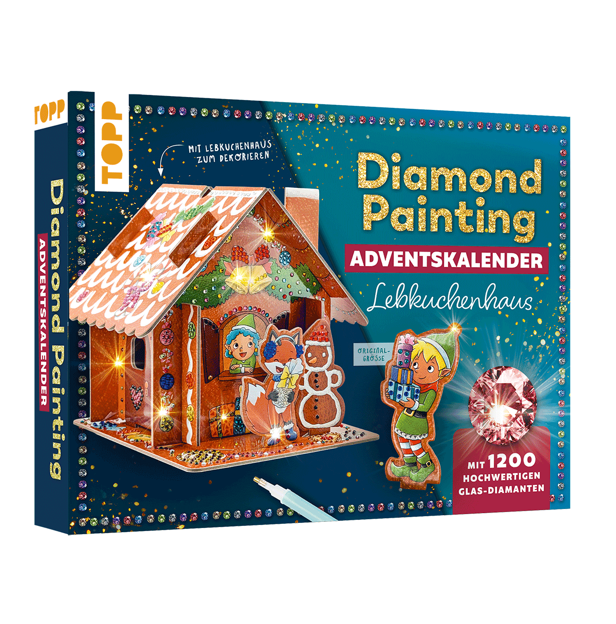 Diamond Painting Adventskalender Lebkuchenhaus. Mit Material und Werkzeug