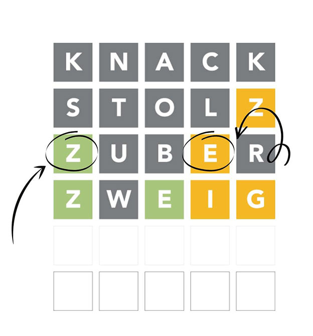 Beispiel Wordle Rätsel