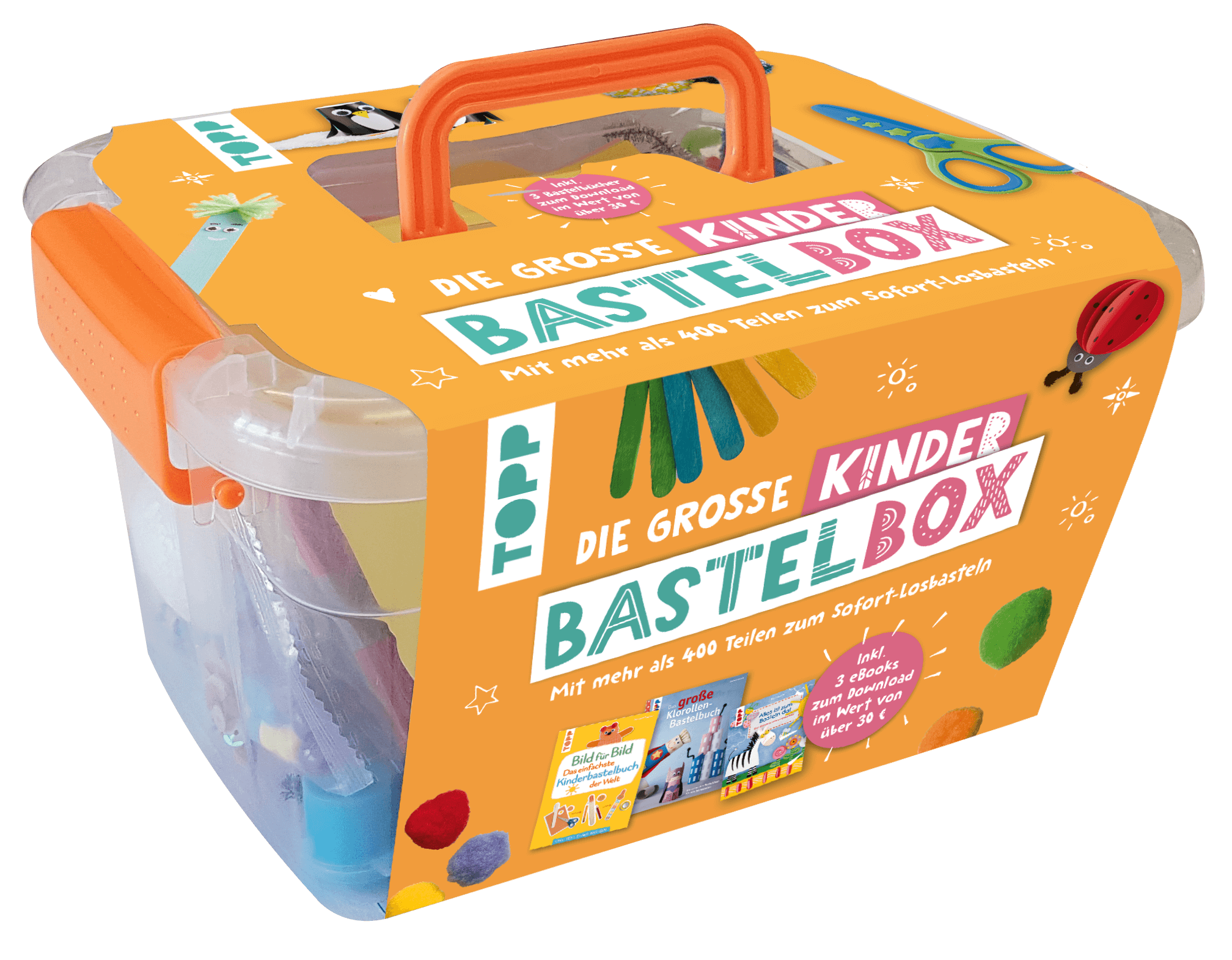 Die große Kinderbastelbox mit 3 Bastelbüchern zum Downloaden
