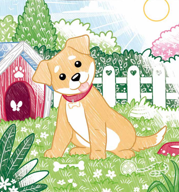 Zauberpapier Motiv Hund fertig ausgemalt