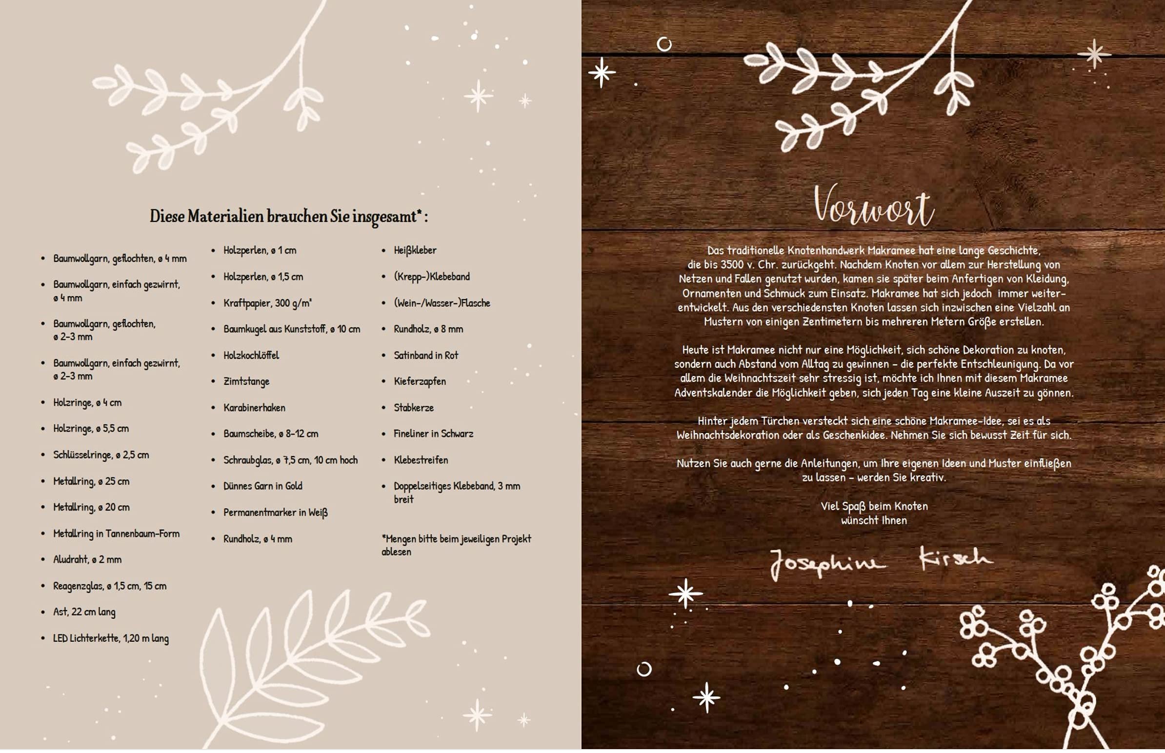 Inhaltsseite des Makramee Adventskalender