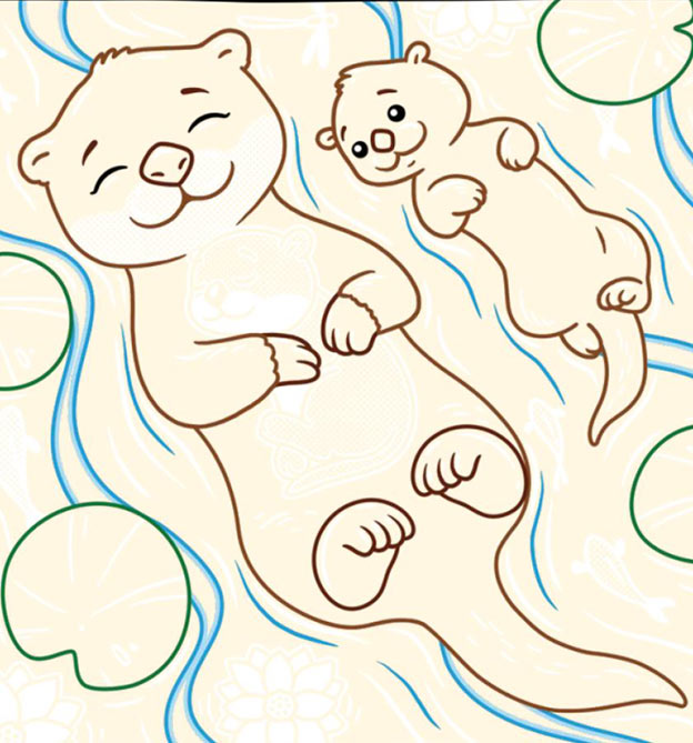 Zauberpapier Motiv Otter zum ausmalen