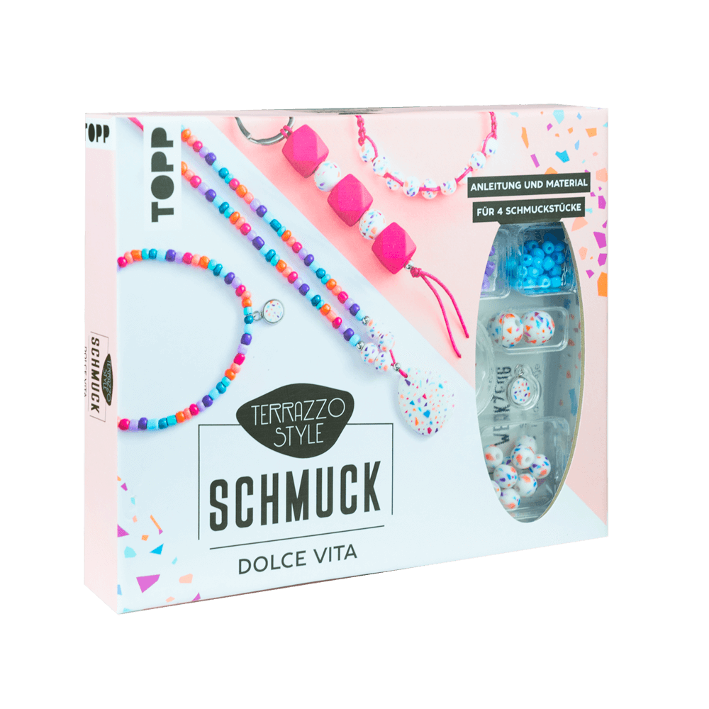 Terrazzo-Schmuckset - Dolce Vita (Knallig/ Pink)