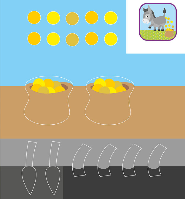 Einzelteile Goldesel zum ausschneiden und kleben