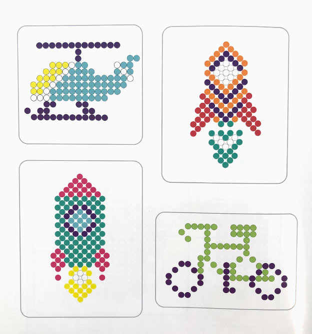 Motivvorlagen Rakete, Fahrrad und Hellikopter für Diamond Painting