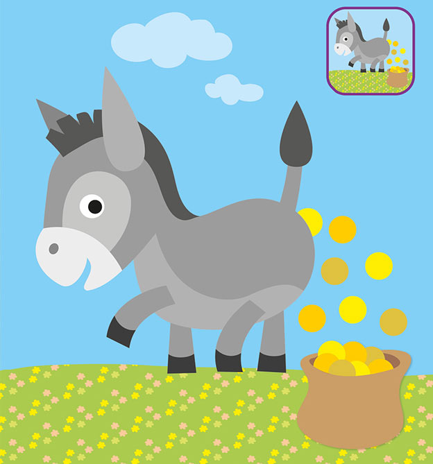 Fertig gebastelter Goldesel