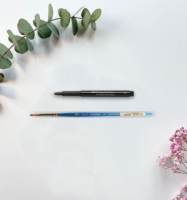 Fineliner und Pinsel zum Porträt zeichnen lernen