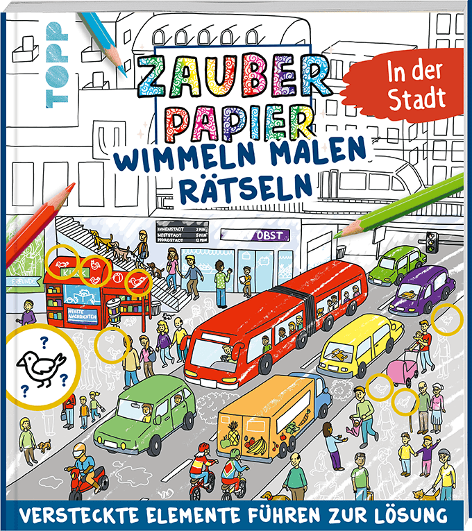 Zauberpapier Wimmel-Mal-Rätselbuch - In der Stadt
