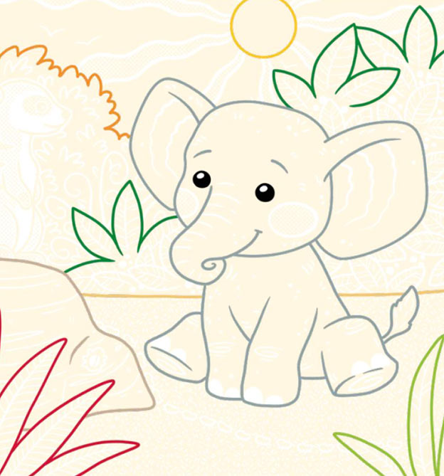 Zauberpapier Motiv Elefant zum ausmalen