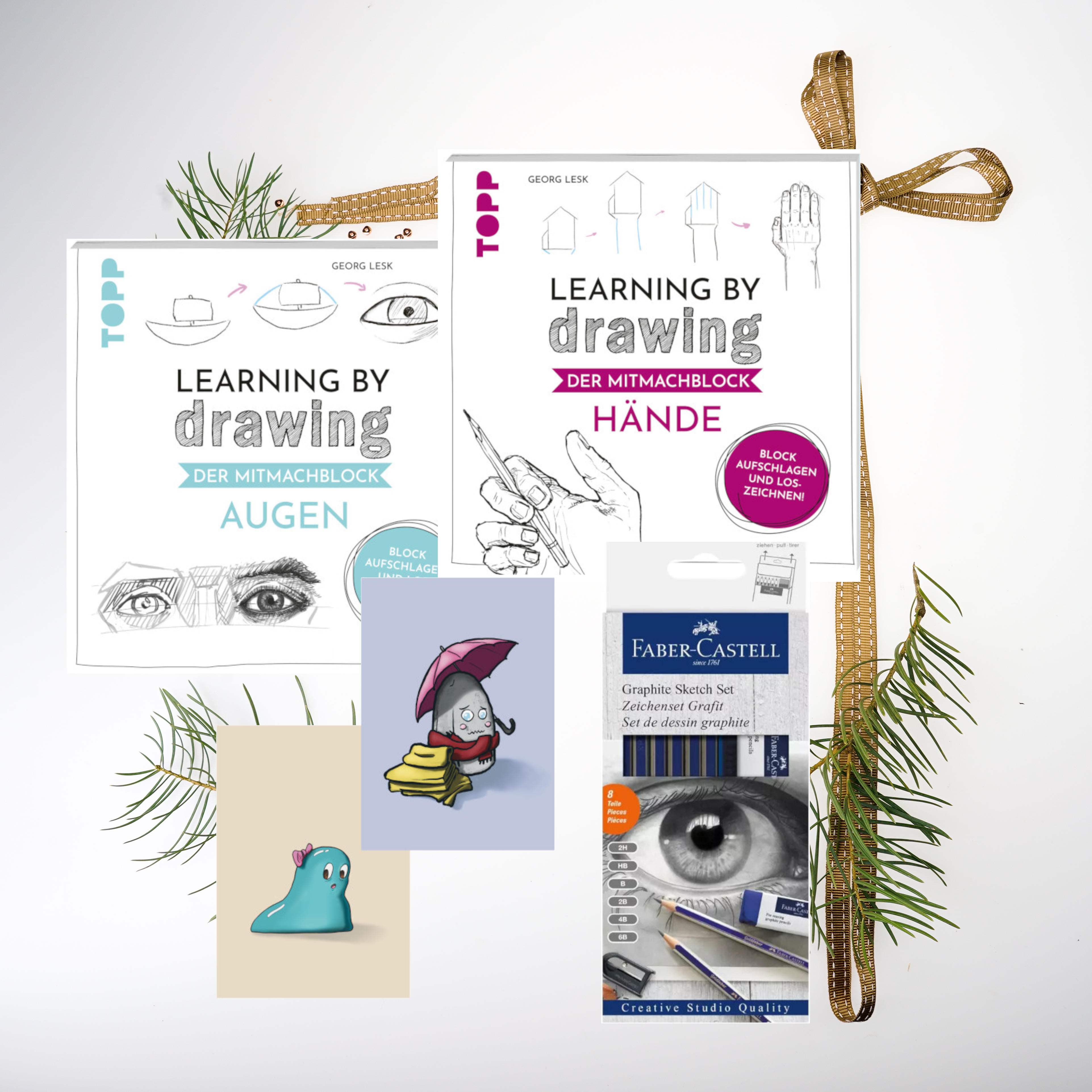 Geschenkset Learning by Drawing inkl. signierter Postkarten
