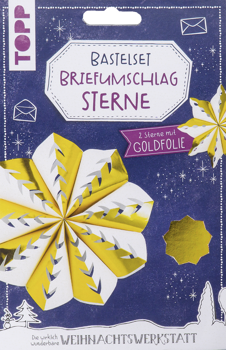 Briefumschlag-Sterne Bastelset mit Goldfolie