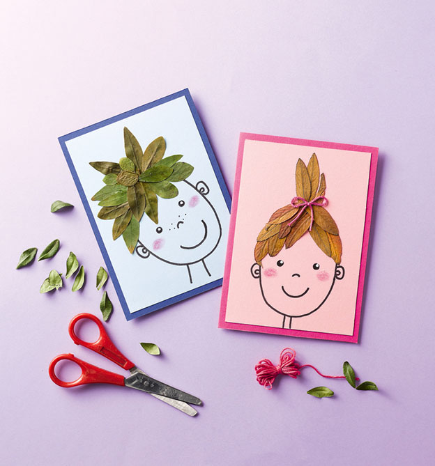 Gesichter mit Blättern als Haare