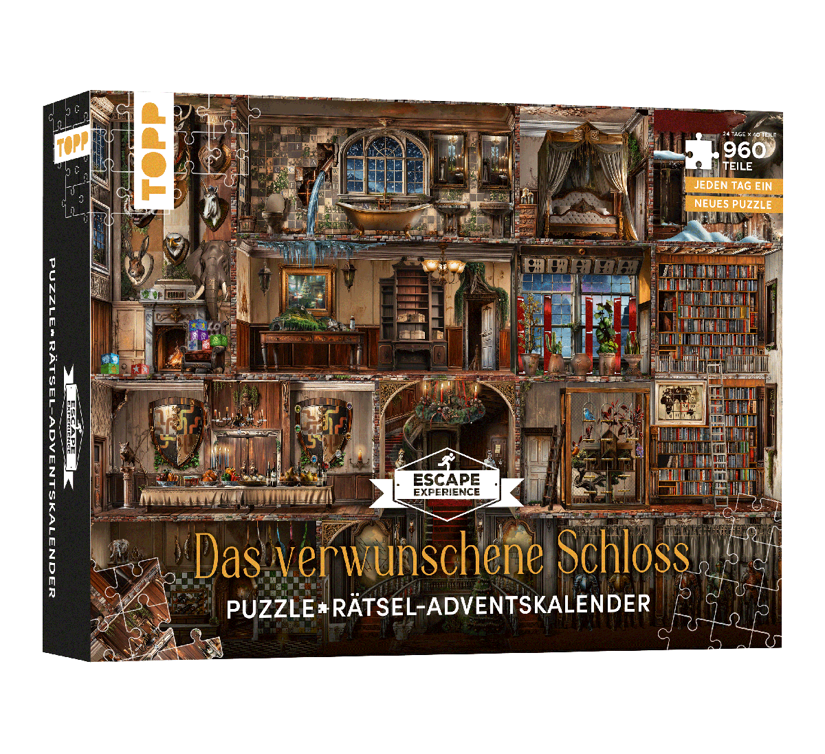 Puzzle-Rätsel-Adventskalender: Das verwunschene Schloss – 24 Puzzles mit insgesamt 960 Teilen