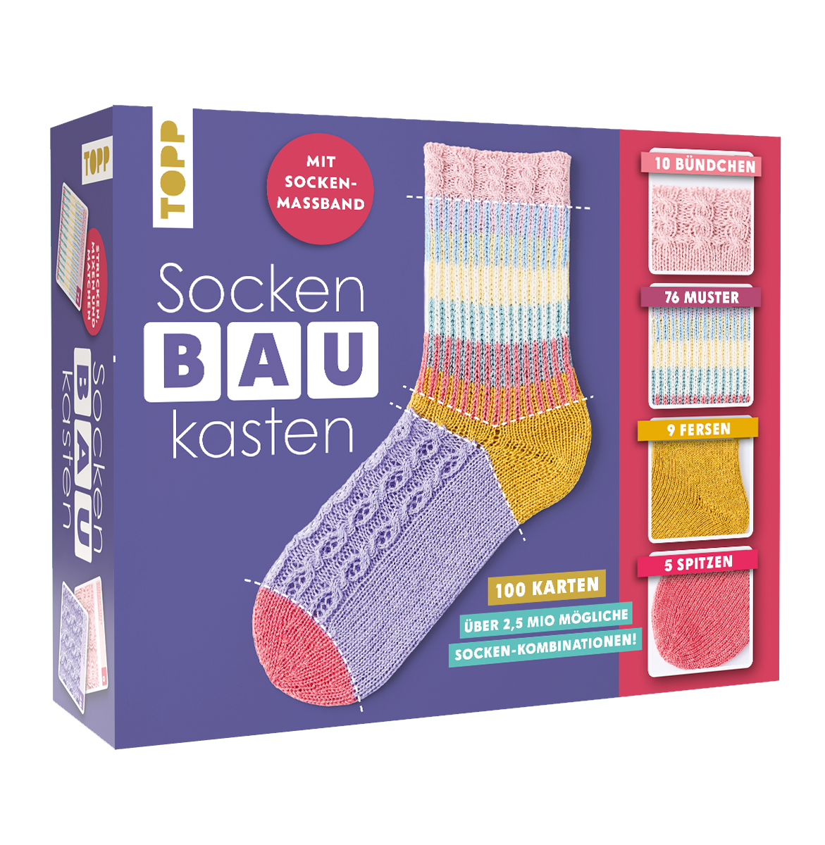 Der SockenBAUKasten. Das große Karten-Set mit Sockenmaßband