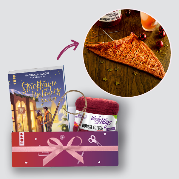 Geschenkset Multimuster-Tuch mit Bobbel stricken (Knit-Along) 