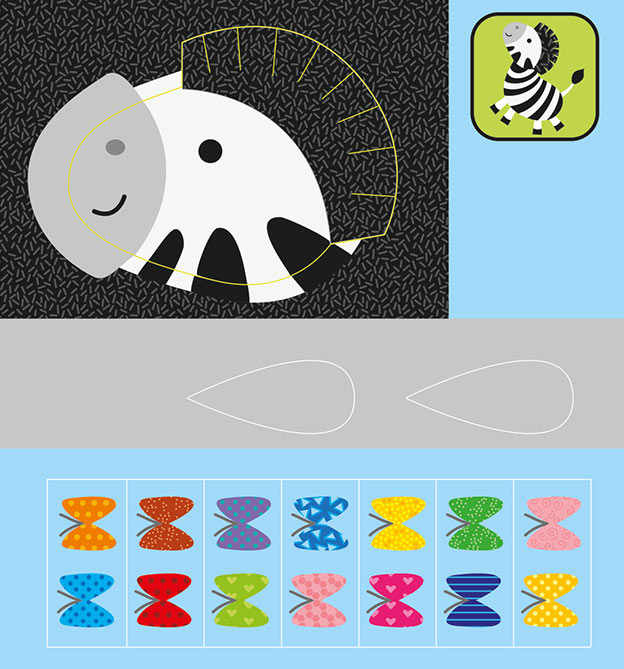 Einzelteile Zebra Motiv ausschneiden und kleben