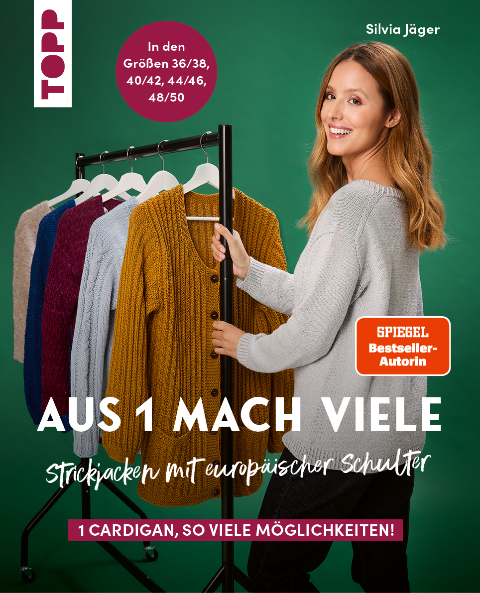 Aus 1 mach viele. Strickjacken mit europäischer Schulter