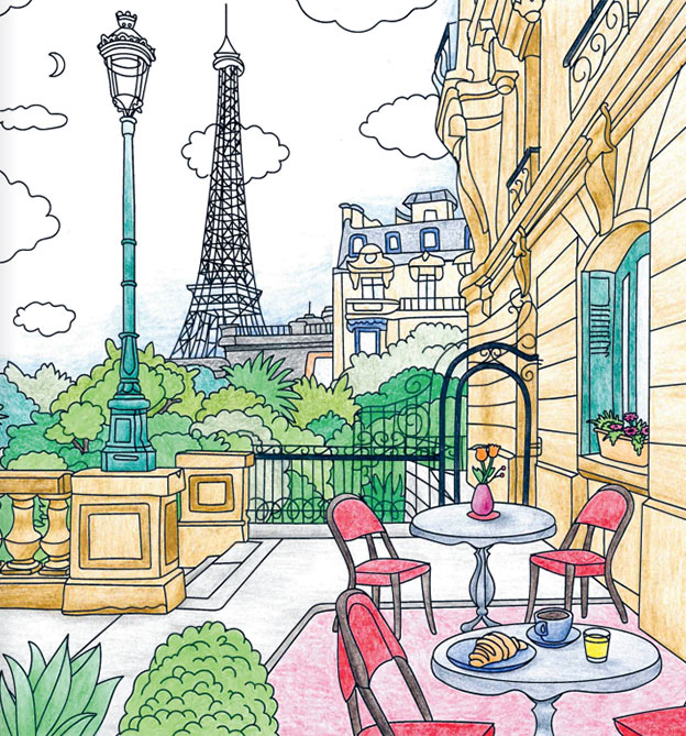 Paris Motiv zum ausmalen für Erwachsene