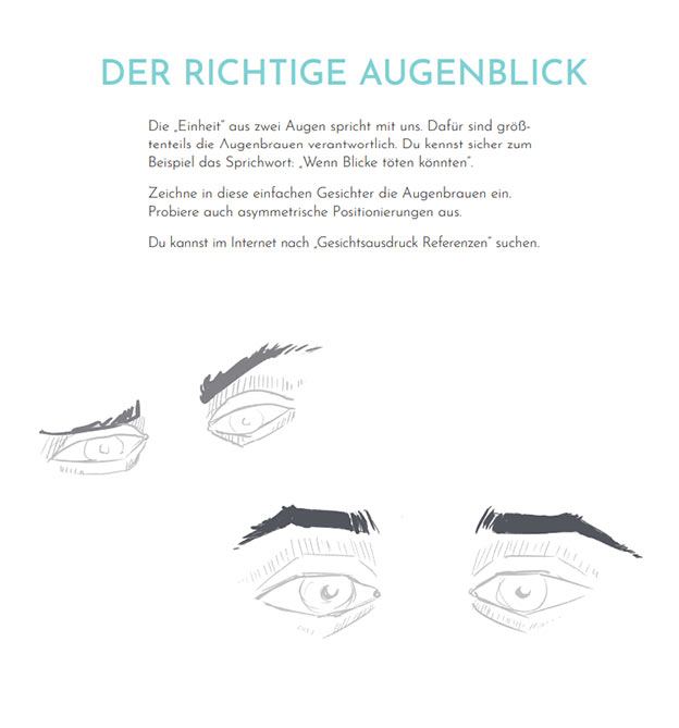 Gesichtsausdruck mit Augenbrauen zeichnen