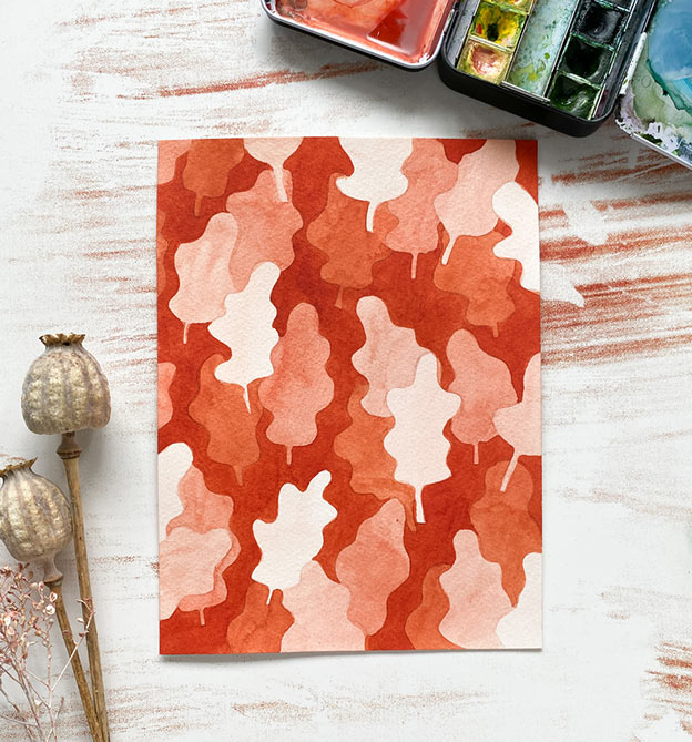 Rote Blätter mit Aquarell malen