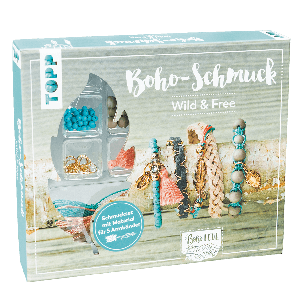 Boho-Schmuckset Wild & Free (Türkis/ Lachs)