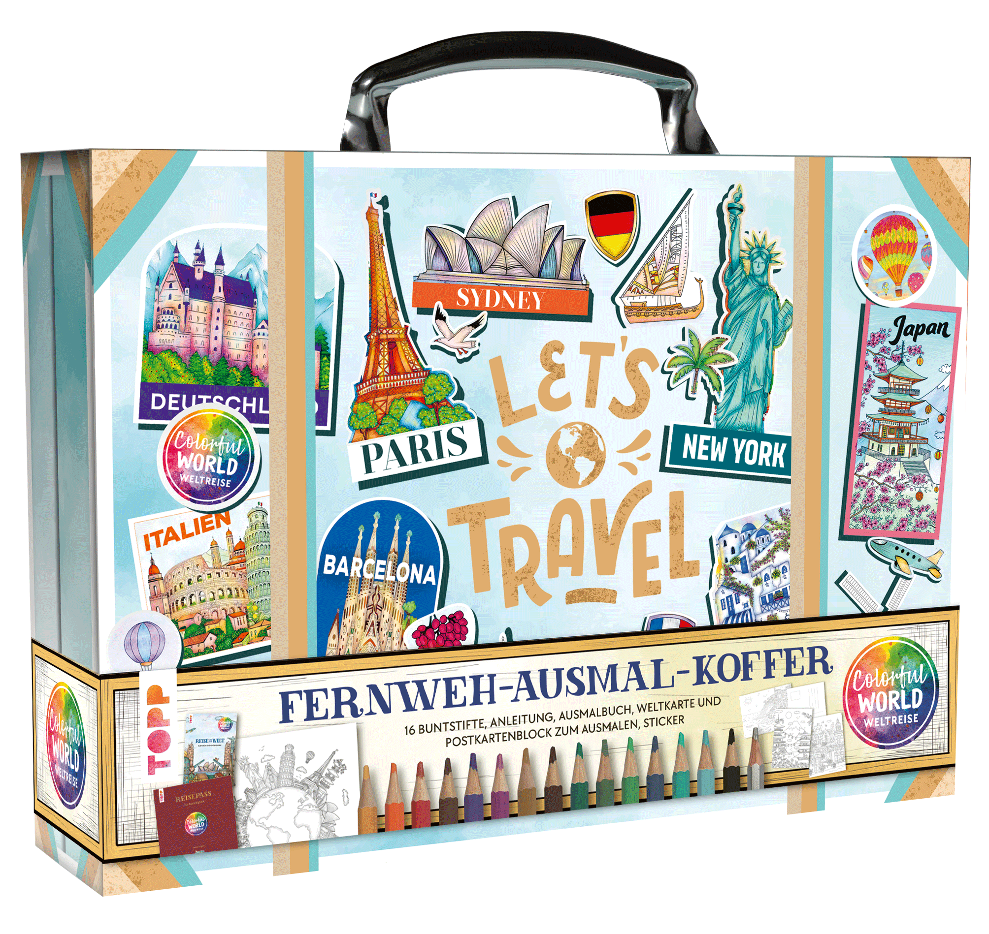 Colorful World Weltreise - Fernweh-Ausmal-Koffer 