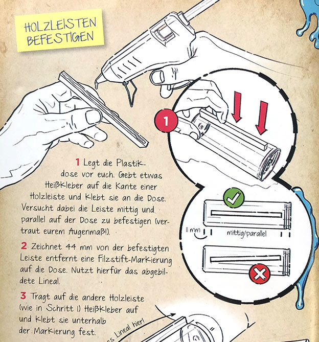 Anleitung Holzleisten befestigen für Basteln mit Papa