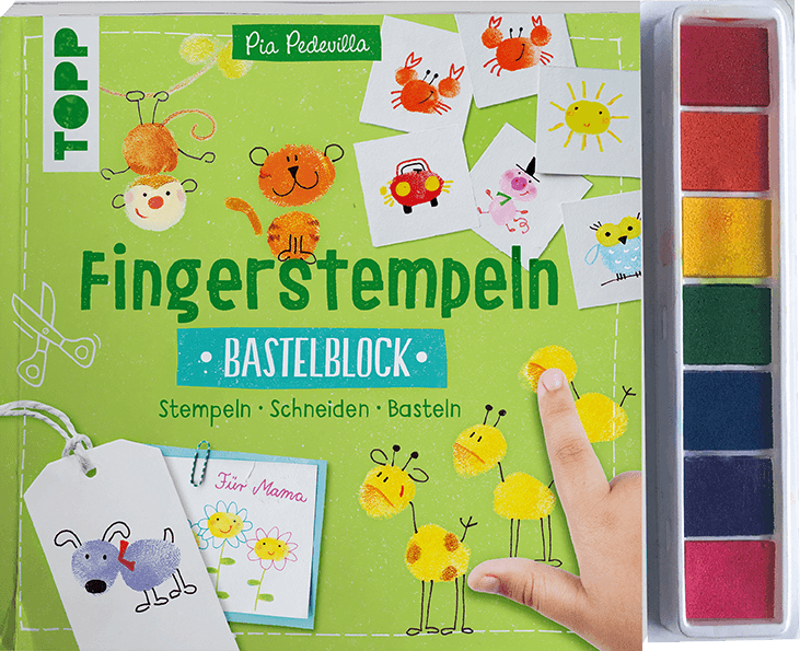 Fingerstempeln. Bastelblock mit Stempelfarbe