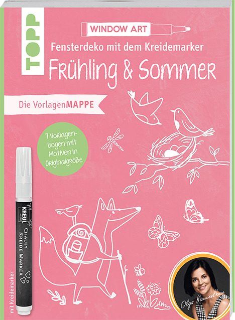 Vorlagenmappe Fensterdeko mit dem Kreidemarker - Frühling & Sommer. Inkl. Original Kreidemarker von