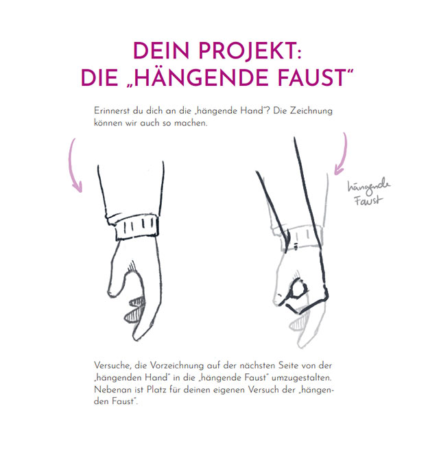 Haengende Faust zeichnen