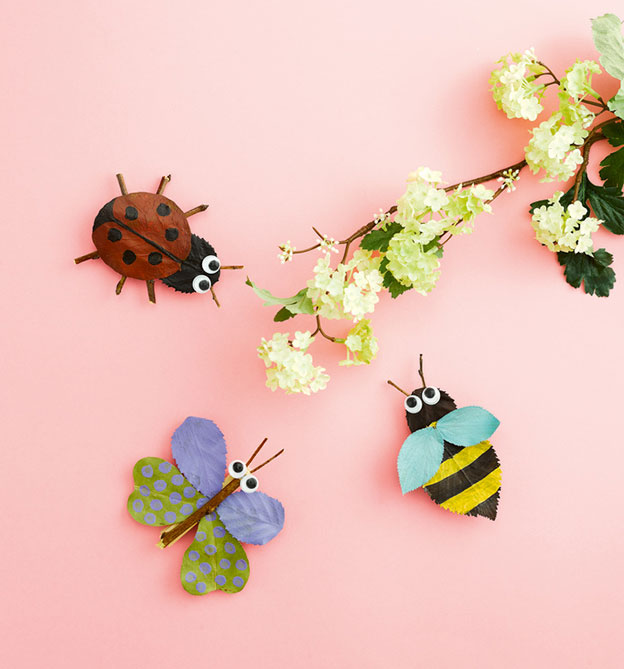 Kleine Tierchen aus Blättern basteln