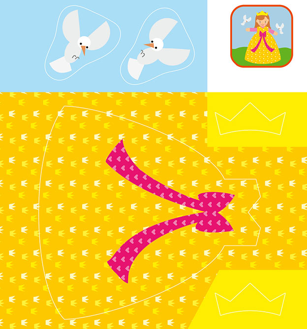 Einzelteile Kleid Aschenputtel zum ausschneiden und kleben