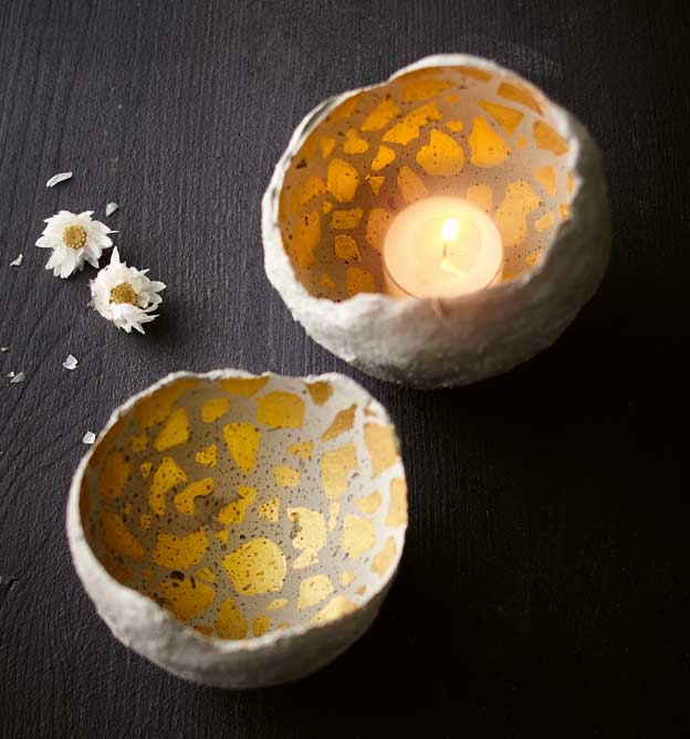 Windlicht im Terrazzo-Look basteln