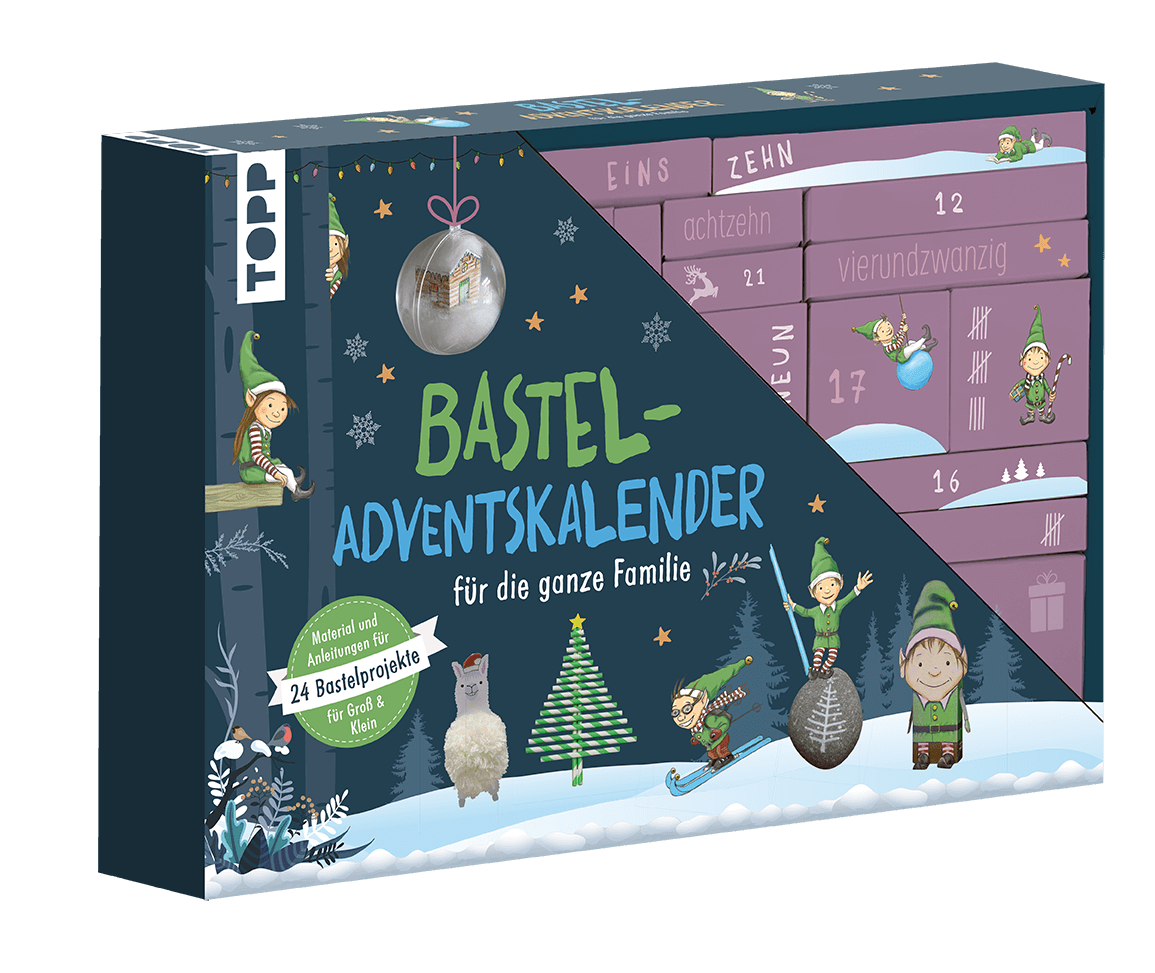 Familien-Bastel-Adventskalender - 24 Bastelprojekte mit Material