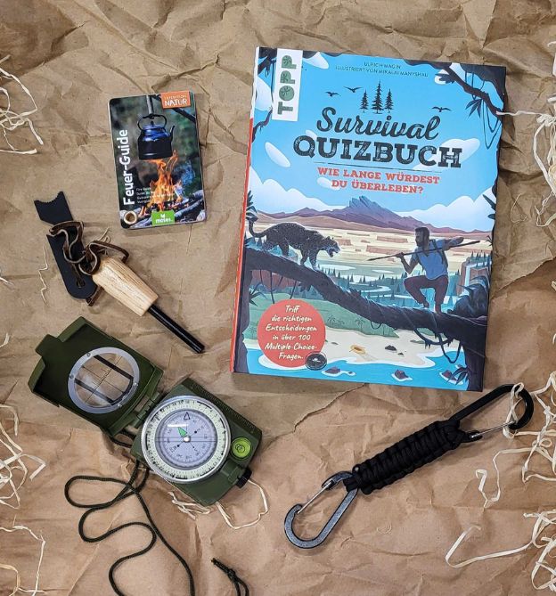 Geschenk für Outdoorfans Buch und Gadgtes