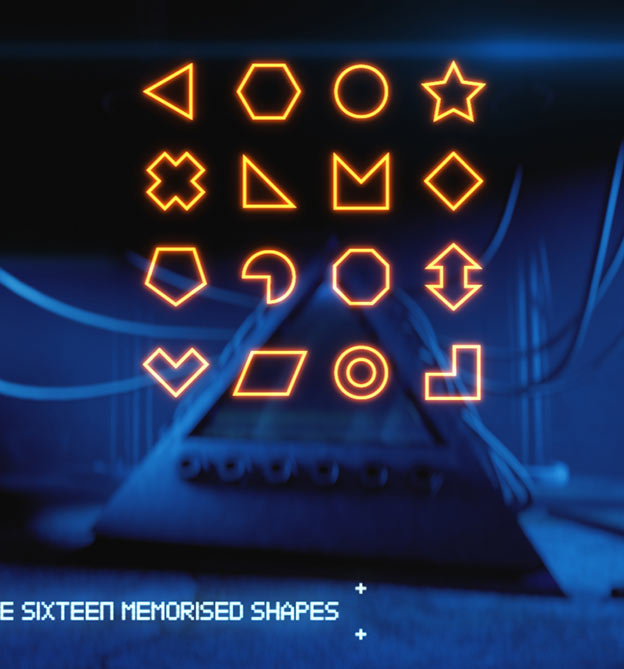 Rätsel mit orange leuchtenden Symbolen