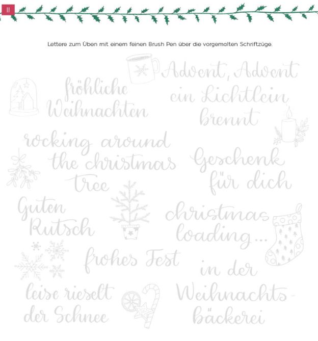Handlettering Adventskalender Übungsaufgaben
